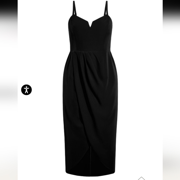 City Chic Black Sassy Flex Fit Tulip V Dress NWOT Size Large/20 - Picture 3 of 13